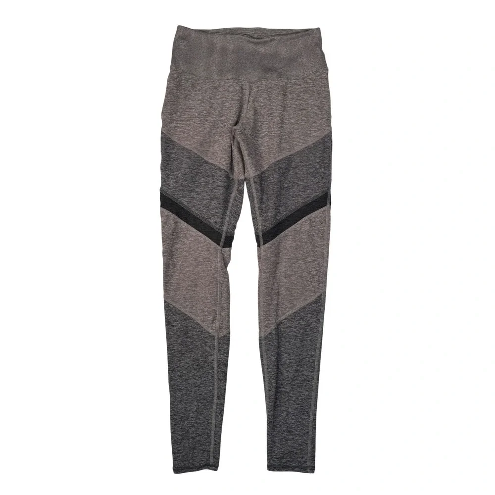 Alo Yoga Leggings Small Grey Colorblock High Waist Ribbed Activewear Women